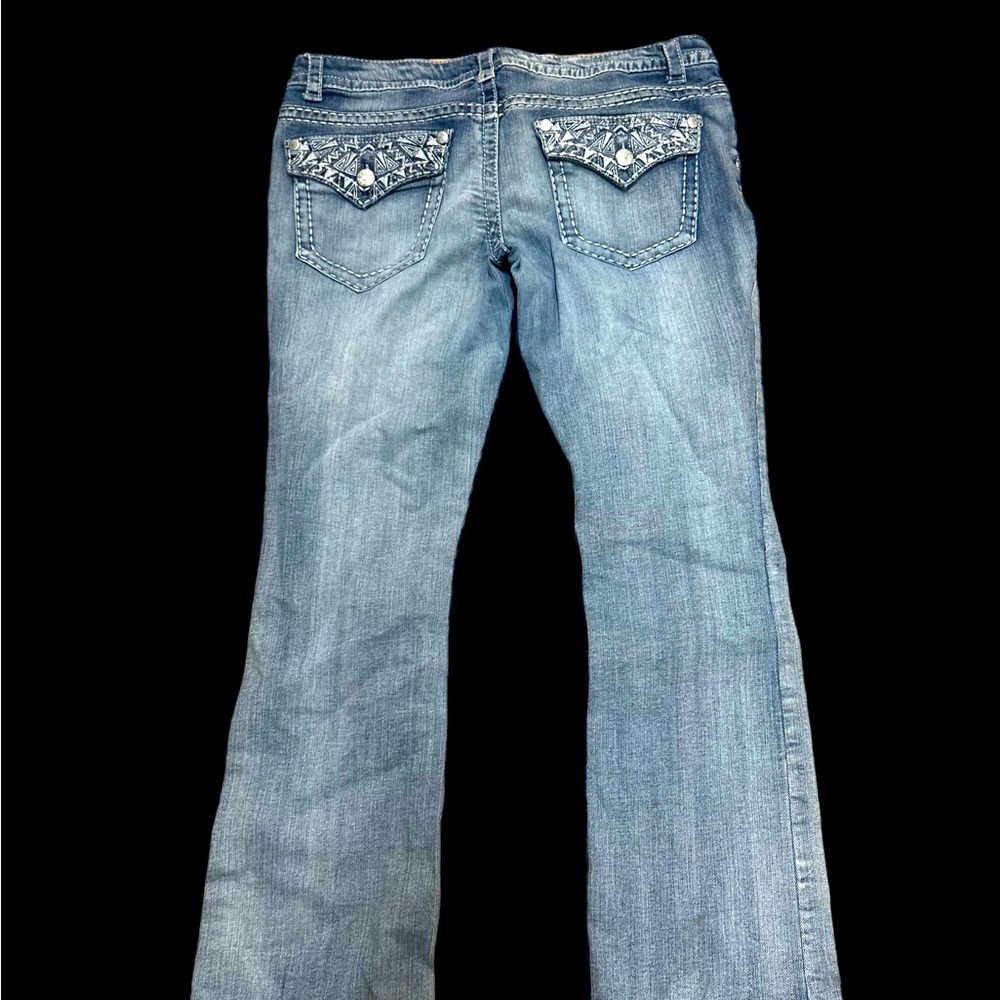 Paisley Sky Jeans with Rhinestone Encrusted Pockets
